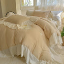 GobekUsa Lace Ruffles Princess Wedding Bedding Set in Pure Cotton Skin-friendly Fabric