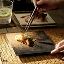GobekUsa Glazed Barbecue Wing Plate with Knife - Japanese Style Tray for Roast Wings and Fish