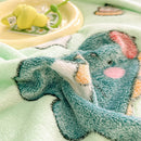 GobekUsa Dinosaur Patterns Snowflake Velvet Blanket in Various Sizes for Home/Office