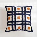 GobekUsa Boho Tufted Pillow Cover Navy Burnt Orange 45x45cm Square for Home Decoration