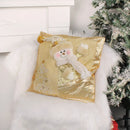 GobekUsa Christmas Snowman Elk Santa Claus Gold Embroidered Pillowcase