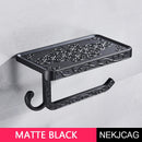 GobekUsa Aluminum Toilet Paper Holder with Phone Rack and Hook