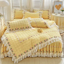 GobekUsa Korean Princess Bedding Set: Flowers, Lace, Ruffles, Embroidery, Quilted, Duvet Cover, Bedspread