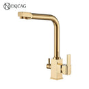 GobekUsa Dual Outlet Gold Kitchen Faucet for Purified Water Hot & Cold Basin Sink