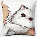 GobekUsa Cute Cat Kiss Love Cartoon Pillowcase for Home Decor