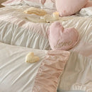 GobekUsa Heart-shaped Washed Cotton Bedding Set - Duvet Cover, Bed Sheet, Pillowcases