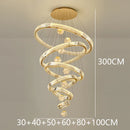 Modern Crystal Ring Staircase Chandelier Pendant Light