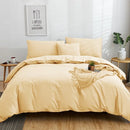 GobekUsa Cotton 4pcs Bedding Set Double Queen Solid Color Duvet Cover Flat Bed Sheet