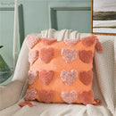 GobekUsa Heart Embroidery Cushion Cover 45x45cm Orange Grey Geometric Pillowcase