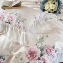 GobekUsa French Flowers Lace Ruffles Princess Bedding Set with Bed Sheet Pillowcases