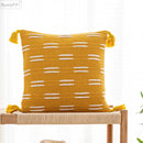 GobekUsa Black Ivory Mustard Tassel Woven Cushion Cover for Home Decoration