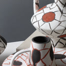 GobekUsa Geometric Graffiti Ceramic Vase with Handles for Home Decor and Floral Arrangements.