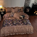 GobekUsa French Organza Lace Ruffles Bedding Set, Egyptian Cotton Duvet, Sheets & Pillowcases
