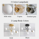 GobekUsa Glass Ball LED Ceiling Chandelier - Modern Nordic Pendant Light for Living Room