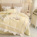 GobekUsa Korean Princess Lolita Bed 4-Piece Set in Solid Washed Cotton