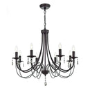GobekUsa Black Iron Chandelier with Crystal Pendant for Home Lighting