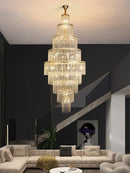 GobekUsa Large Golden Crystal Chandelier for Modern Luxury High Ceilings