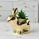 GobekUsa Golden Rabbit Ceramic Flower Pot | Cartoon Succulent Planting Vase