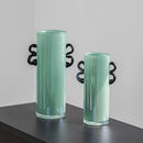 GobekUsa Glass Vase: Double-eared Straight-tube Flower Arrangement Hydroponics Terrarium Home Decoration
