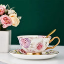GobekUsa Bone China Tea Cup Set with Saucer Spoon - Elegant Black Tea Party Coffeeware