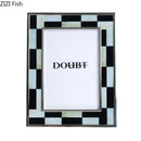 GobekUsa Black White Plaid Metal Photo Frame Abstract Desktop Decoration Display Frames