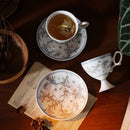 GobekUsa Gold Flower Ceramic Cup & Saucer Set - Elegant Goblet Mugs for Coffee, Tea, Juice