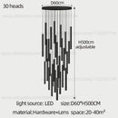 GobekUsa Cylindrical LED Staircase Chandelier Suspension Light - Modern Villa Water Pipe Fixture