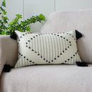 GobekUsa Boho Tufted Fringed Black White Geometry Printed 45x45cm Pillowcase