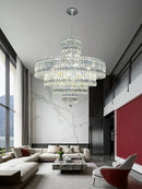 GobekUsa Large Crystal Chandelier Chrome Hanging Lamp for Dining Room Decor