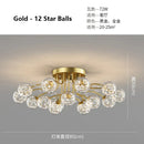 GobekUsa Glass Bubble Ball LED Ceiling Light in Black Gold Crystal for Bedroom & Living Room