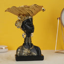 GobekUsa Black African Woman Resin Storage Figurine - Exotic Interior Decor Statue