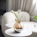 GobekUsa Amber Glass Vase Desk Decoration Round Floral Room Decor
