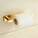 GobekUsa Gold Brass Bathroom Hardware 4-Piece Set: Towel Bar, Towel Ring, Toilet Paper Holder, Robe Hook