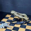 GobekUsa Golden Dinosaur Bone Crocodile Skull Decor for Stylish Home Decor