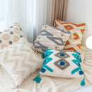 GobekUsa Geometric Tufted Tassel Pillow Cover - Handcrafted Boho Chic Cushion Cover