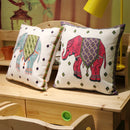GobekUsa Ethnic Flower Elephant Pillowcase, Hand-Embroidered Boho Cushion Cover
