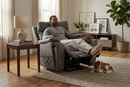 Serenity Slate Grey Ultra Infinite Position Lift Chair with Power Headrest, Heat, Massage & Wireless Charging by Ornate Furniture