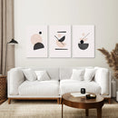 3 Piece Mid-Century Abstract Art. Beige and Black by Wall Art Set