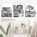 Black White Desert Nature Wall Art Set. Cliff, Van, Tree by Wall Art Set