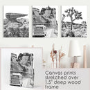 Black White Desert Nature Wall Art Set. Cliff, Van, Tree by Wall Art Set