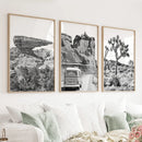 Black White Desert Nature Wall Art Set. Cliff, Van, Tree by Wall Art Set