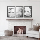 Black White California Surfing Prints. Van, Ocean Wave, Surfboards by Wall Art Set