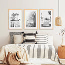 Black White California Surfing Prints. Van, Ocean Wave, Surfboards by Wall Art Set