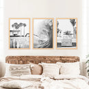 Black White California Surfing Prints. Van, Ocean Wave, Surfboards by Wall Art Set
