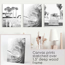 Black White California Surfing Prints. Van, Ocean Wave, Surfboards by Wall Art Set