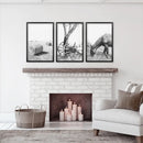 Black White Farm House Wall Décor. Horse, Hay Bales by Wall Art Set