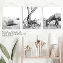 Black White Farm House Wall Décor. Horse, Hay Bales by Wall Art Set
