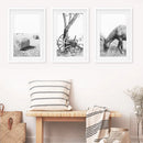 Black White Farm House Wall Décor. Horse, Hay Bales by Wall Art Set