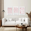 Set of 3 Matisse Abstract Cut Outs - La Gerbe Pink Wall Art by Wall Art Set