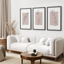 Blush Pink Botanical Line Art Print Set of 3 by Wall Art Set